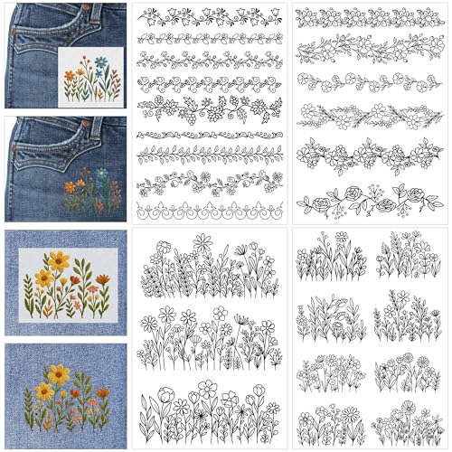 Floral Lace Embroidery Patterns, Water Soluble Stick and Stitch Paper - style: Flower013