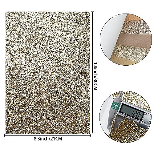 Litchi 6 Pack 8x12 Inch Faux Leather Sheets for Bow Earring, Easy to Cut Vinyl Fabric for Cricut, Durable Fade Resistant Leatherette Without Smell, Champagne Gold Series - color: Champagnegold