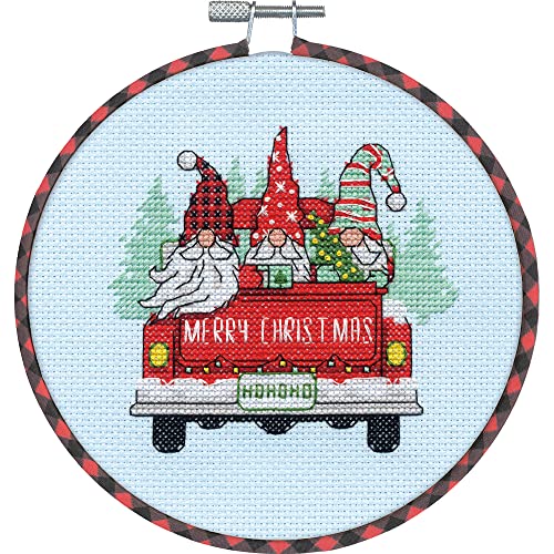 Dimensions Truck Gnomes Counted Cross Stitch Kit, 6" D, Blue,Red 6 - color: 14 Cnt. Light Blue Aida,