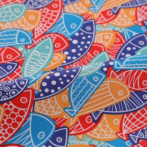 Lemon Fish Cat Print Cotton Fabric Fat Quarter Bundles - Soft Quilting Fabric Material for Sewing, Crafts, Pet, Bags, Upholstery, and Doll Clothes, 6 pcs 15.7" x 19.7" Pre Cut - color: Cartoon