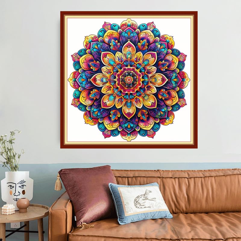 Joyhoor Stamped Cross Stitch Kits for Beginners, Needlepoint Kits for Adults, 11CT Counted Embroidery Kits-Magic Mandala 18x18 inchs - color: Artstyle17