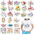 Kisston 24 Sheets Wildflower Iron on Patches for Clothing