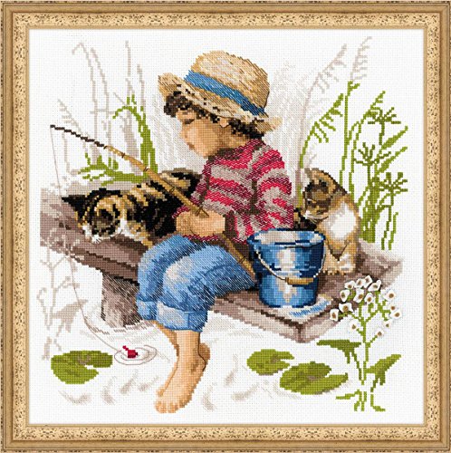 RIOLIS 1470 Let's Go Fishing Counted Cross Stitch Kit 11.81 x 11.81 in - style: Let's Go Fishing 1470