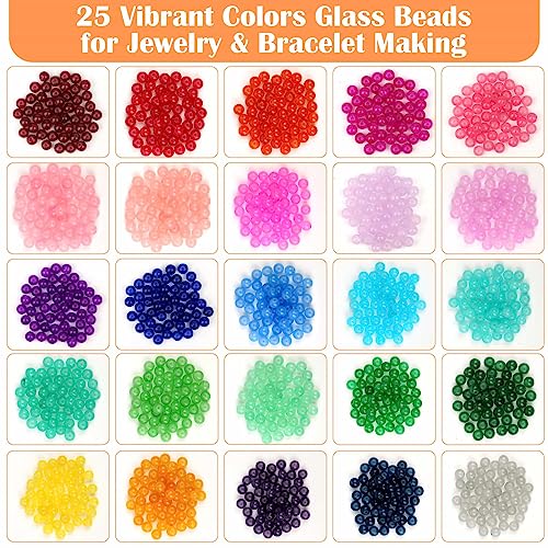 1250Pcs 8mm Glass Beads for Jewelry Making, Beads for Bracelets Making, Round Crystal Loose Beads Bracelet Kit for Bracelets Making, Jewelry Making, Earring, Necklaces and DIY Crafts - color: Multicolored B