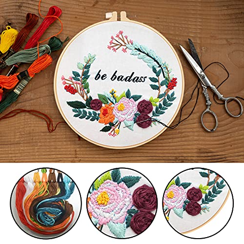 Nuberlic 3 Pack Funny Embroidery Kit for Beginners Adults - color: Flower2