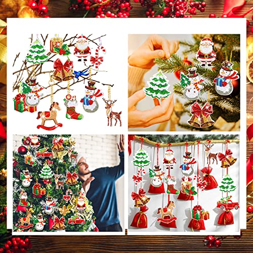Ferraycle 12 Pcs Diamond Art Christmas Ornaments Xmas Diamond Painting Kit