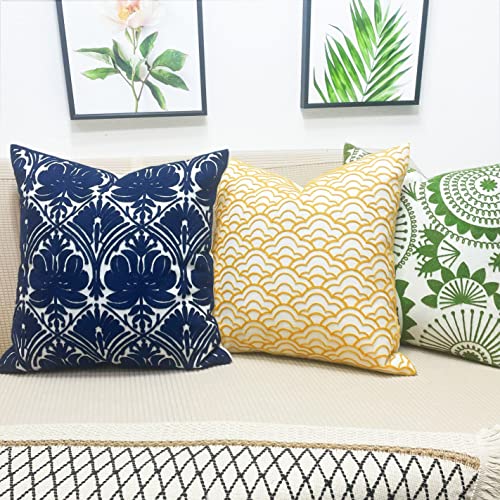 Slow Cow Embroidered Throw Pillow Cover 18 x 18 Inch Yellow - color: Yellow Ice Cream, size: 18" x 18" (Pack of 1)