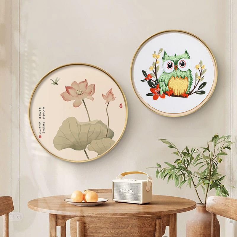 Konrisa Owl Embroidery Kit for Beginners Adult, Embroidery Starter Kit with Cloth Hoops Threads DIY Sewing for Craft Lover Hand Stitch Needlepoint Kits - color: owl