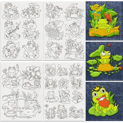27Pcs Frog on Lotus Leaf Water Soluble Hand Sewing Stabilizers - style: Frog