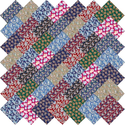50pcs 5 x 5 inches Cotton Fabric Bundle-Classic Boteh Paisley - color: Classic Boteh Paisley, size: 5” x 5”