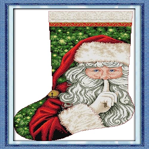 Howie's Needlepoint Cross Stitch Kits, 14CT Pre-Printed Pattern Charistmas Stocking Needlepoint Kits, DIY Charistmas Gift, Santa Claus 2, 21.2 x 30.7 Inch - color: Santa Claus 2