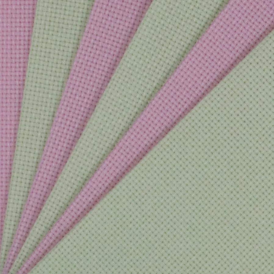 KCS 4/6 pc of 12" x 18" 30cmx45cm 16CT Counted Cotton Aida Cloth Cross Stitch Fabric (Pink+Light Green, 6 pc) - color: Pink+light Green, size: 6 pc