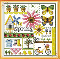 Awesocrafts Cross Stitch Kits, Four Seasons of Spring Easy Patterns Cross Stitching Embroidery Kit Supplies, Stamped or Counted (Spring, Stamped) - color: Spring, size: Stamped