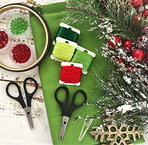 Beaditive Lightweight Sewing and Embroidery Scissors Set (2 PC) | Sewing, Embroidery, Paper Cutting, Crafting | Stainless Steel | Protective Cover (3.5 in) - size: 3.5 in