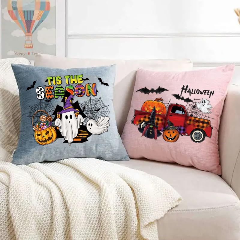 Happy Halloween Heat Transfer Vinyl Patches, 4 Packs Witch Iron on Transfer Stickers Sweet and Spooky Pumpkin Ghost Dwarf Bat Design Large Patches Heat Thermal Press Appliques for Jacket T-Shirt Bags - color: I