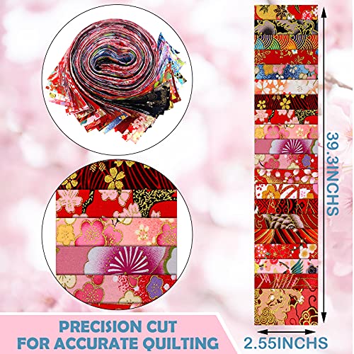 Tegeme 40 Pcs Japanese Jelly Fabric Strips for Quilting 2.55" Patchwork - color: Japanese style