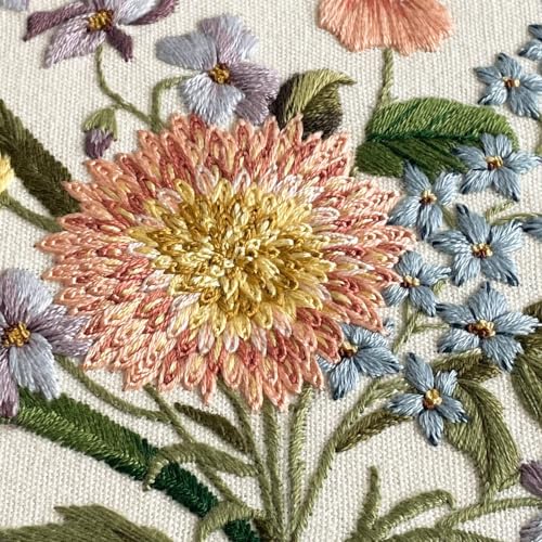 Myfelicity Embroidery kit for Adults and Beginners, Includes 3 Floral Pattern Fabrics, 3 Embroidery Hoops, Embroidery Floss and Other Tools.