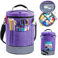 MYBAGZING Expandable Crochet Bag Organizer w/Yarn Grommets& Zipper Closure - color: Purple-Ⅱ, size: Medium-Zipper Closure
