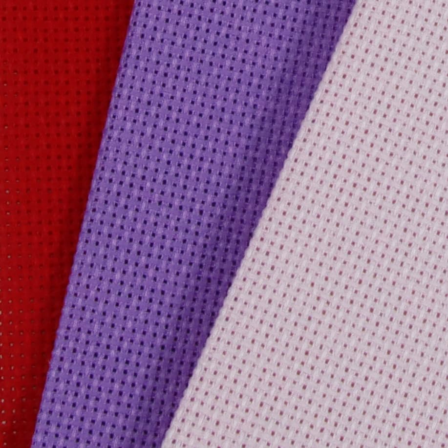 KCS 3 pc of 12" x 18"(30cmx45cm) 18CT Counted Cotton Aida Cloth Cross Stitch Fabric (Lavender+Pink+Red) - color: Lavender+pink+red