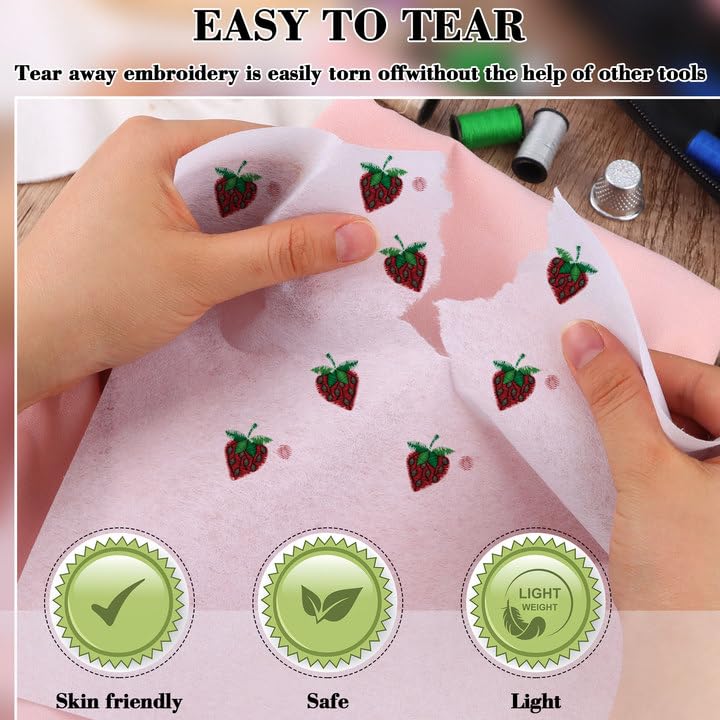 300 Pcs Tear Away Embroidery Stabilizer 10x12 Inch Embroidery Backing 1.8 oz Tearaway Stabilizers for Embroidery Fits 5x7 Hoops Precut Sheets Fabric Stabilizer for Machine Embroidery Hand Sewing