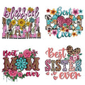 4 Packs Best Mom Iron on Transfer Patches, Mother’s Day Heat Transfer HTV Vinyl Decals Mama Theme DTF Transfer Ready to Press Waterproof Iron on Appliques for T-Shirt Fabric DIY Project Mom Gifts - color: Mother Day B