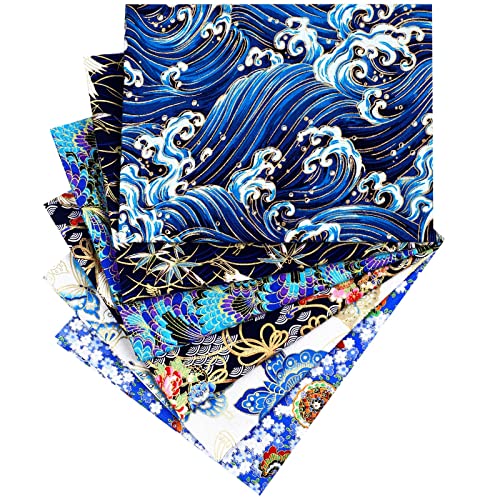 Japanese Style Fabric Squares Fat Quarters Cotton Bundle, Bright Style - color: Bright Style