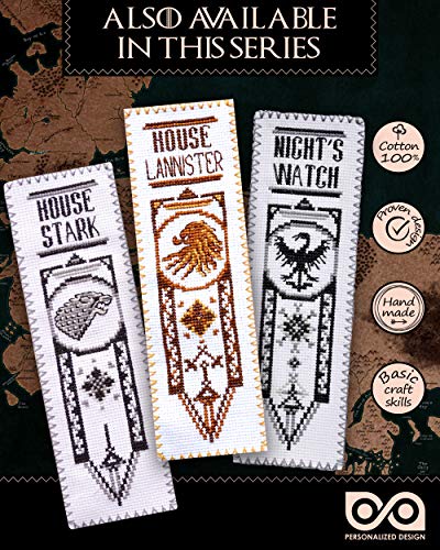 DIY Handmade Gift - Embroidery Bookmark with GoT Dragonstone Design Pattern - color: House Targaryen