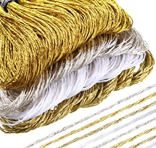 WILLBOND 24 Skeins Metallic Embroidery Floss - Glitter Embroidery Threads for Cross Stitch Crafts Friendship Bracelets(Multiple Color) - color: Multiple Color