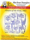 Aunt Martha's Hot Iron Embroidery Transfer 3963 Flowers of the Week (Days of the Week)
