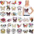 Panelee 5 Sheets Butterfly Flower Iron on Patches, Colorful Rainbow