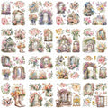16 Pcs Garden Birds Rub-On Transfers for Furniture & Crafts - style: Pink Garden