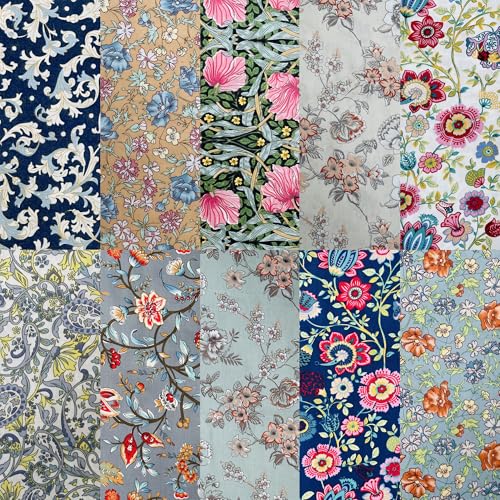 Fat Quarters Quilting Cotton Fabric Bundles for Sewing-10 PCS Morris B - color: Morris B