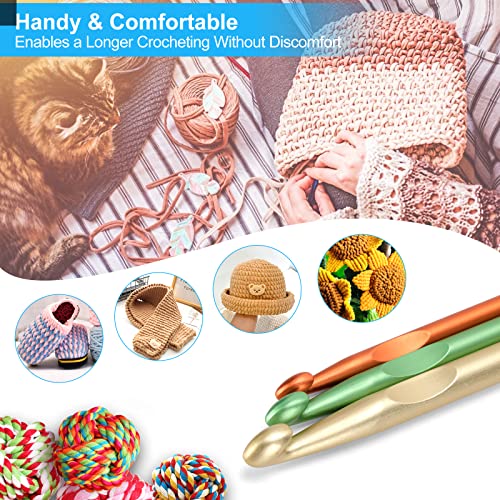 Vodiye 3 Sizes Large Crochet Hooks Set, 10-15 mm, Ergonomic Design - size: 3 Size(10.0-15.0mm)