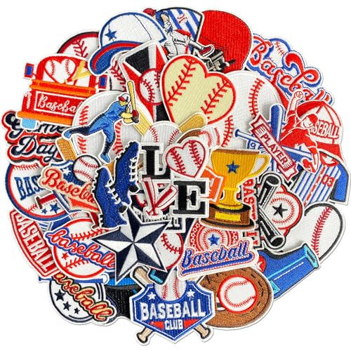 Baseball Iron on Patches Embroidered Sport Appliques Patches Sew on for Clothing, Hats, Backpacks, Jackets, and Bags 36Pcs - color: Baseball Patches 36Pcs