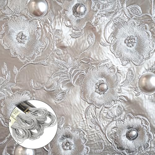 6 Skeins Metallic Embroidery Floss, Silver and Light Gold Metallic Thread for Embroidery, Friendship Bracelet String Cross Stitch Thread, Polyester Craft Yarn for Hand Embroiderys String Art DIY