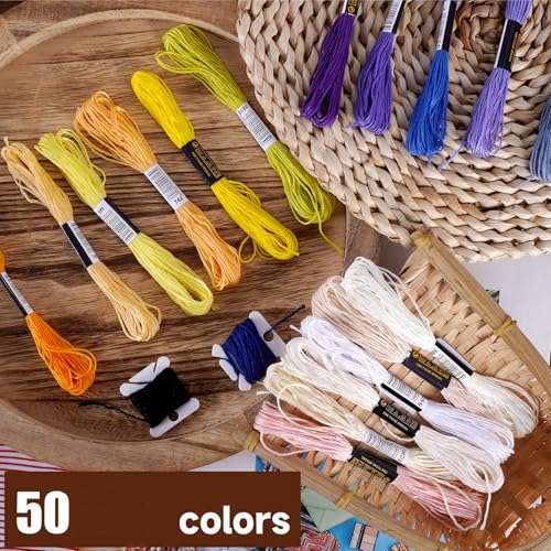 Cross Stitch Threads,20 Bobbins 50 Bundle Rainbow Embroidery Thread