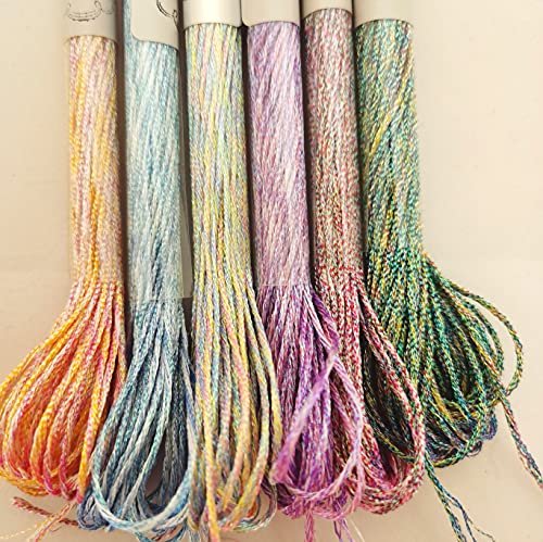 KCS 6-Strand Cross Stitch Metallic Variegated Pearl Shiny Embroidery Floss (6 skeins, Multicolored 3) - color: Multicolored 3
