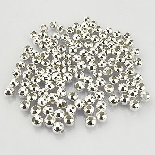 (R) Silver Plated Smooth Round Metal Beads 6 mm 300 Pcs - color: Silver 300 Pcs 6mm