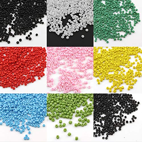Perlin Glass Seed Beads 3mm 8/0 Round Mini Small Pony Beads 3300pcs for Making Earrings Bracelets Pendants Waist Jewelry DIY Handmade Opaque Color Kit (Black, 2,6 mm ~ 3 mm) - color: Black