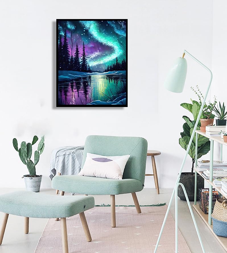 Paintcolor Starry Night Beginner Stamped Cross Stitch Kits Arts and Crafts - color: starry night