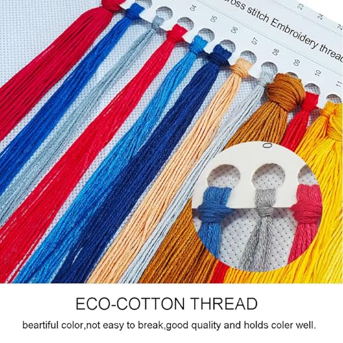 Foxhool Stamped Cross Stitch Kits,11CT Printed Cross Stitch Pattern Full Embroidery Kits for Beginner Needlepoint Kits& Beach Coconut Trees 18x18 inch - color: ColorSet04