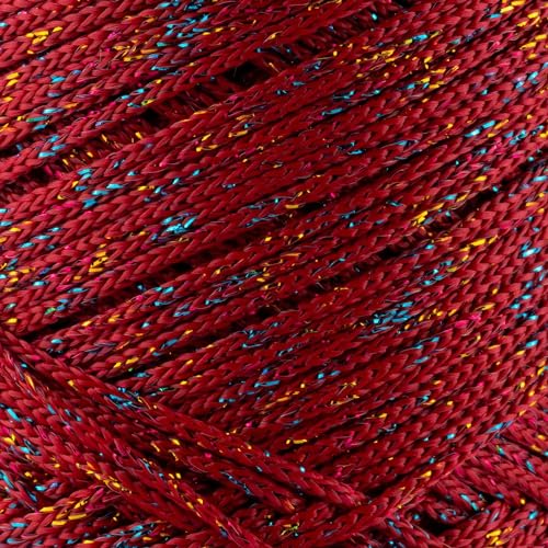 S Sensy 2mm Premium Polypropylene Macrame Cord Dark Red Multi Sparkle 252yd - color: Dark Red Multi Sparkle, size: 1 Skein