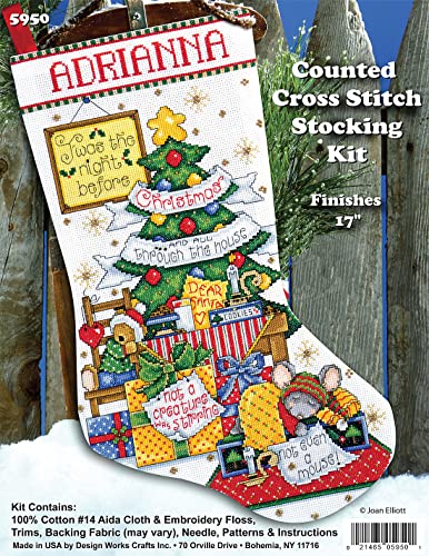 Design Works Crafts Sleepy Mouse Counted Cross Stitch Stocking Kit, Multi, Pest Repeller v.323