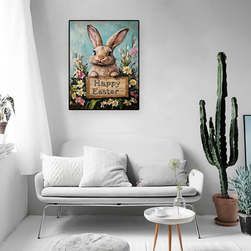 Easter Day Rabbit Stamped Cross Stitch Kit for Beginner Adult Cross Stitch - color: easter