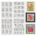 BENECREAT 4Sheets 50Pcs Botanical Stamps Water Soluble Embroidery, 11.7x8.3inch Flowers, Leaves Stick and Stitch Embroidery Paper Stabilizer for Shirts, Coats, Bags - style: Botanical Stamps