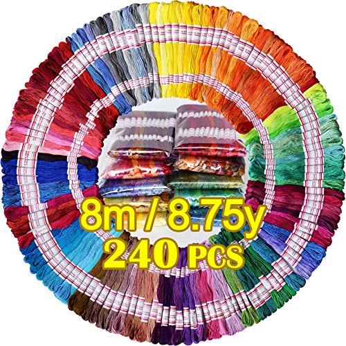 LE PAON Embroidery Floss 240 skeins 100% Egyptian Long-Staple Cotton Cross Stitch Threads -Friendship Bracelets String -Mercerized Crafts Floss Total 1920M 8M/pc 24pcs/Bag 10package - color: classic color, size: 1 Pack