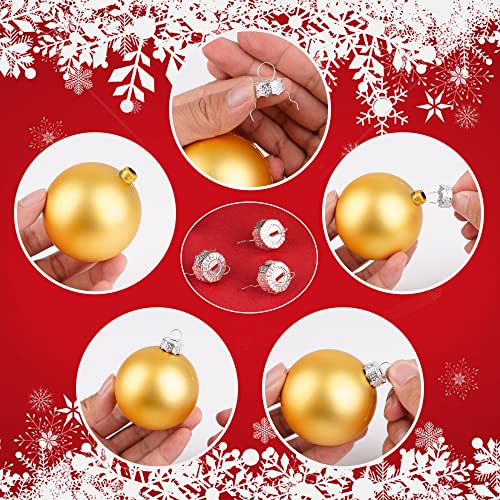 100 Pieces Round Christmas Ornament Caps and Ornament Hangers String Set - color: Silver
