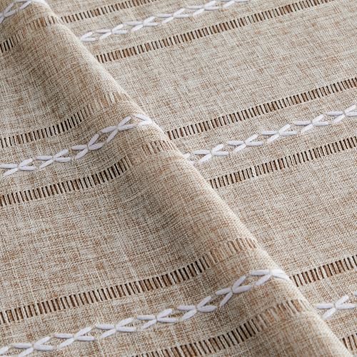 ZeeMart Hemstitched Striped Boho Table Cloth, 54x70 Inch Natural - color: Natural, size: 70" x 54" (Rectangular)