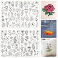 98Pcs Embroidery Paper Flowers Water Soluble Embroidery Patterns Plants and Floral Theme Stick and Stitch Wash Away Transfer Paper Stabilizers for Hand Sewing Beginners 11.7 x 8.3 Inch - color: Flower Plants
