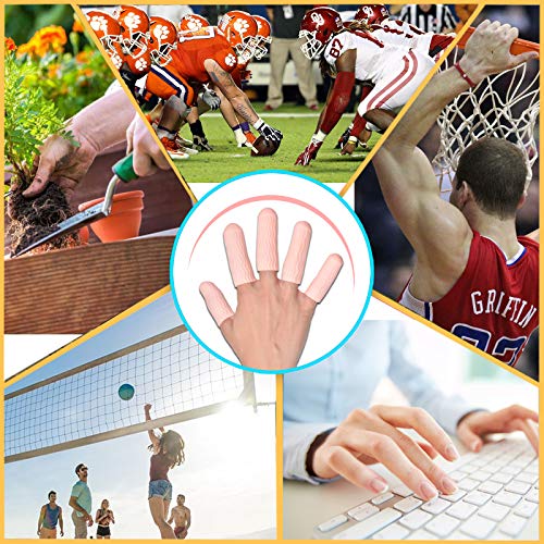 Pnrskter Gel Finger Cots, Finger Protector Support (14 PCS, Breathable) - color: Beige